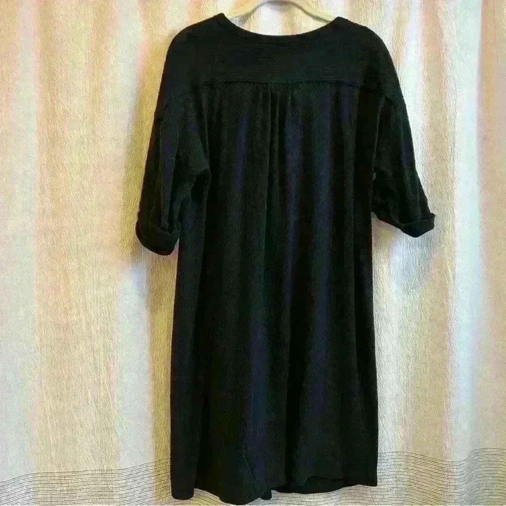 James Perse Short Sleeve Ribbed Knit Twist Dress Angora Blend Black Size‎ 4 - Picture 2 of 4